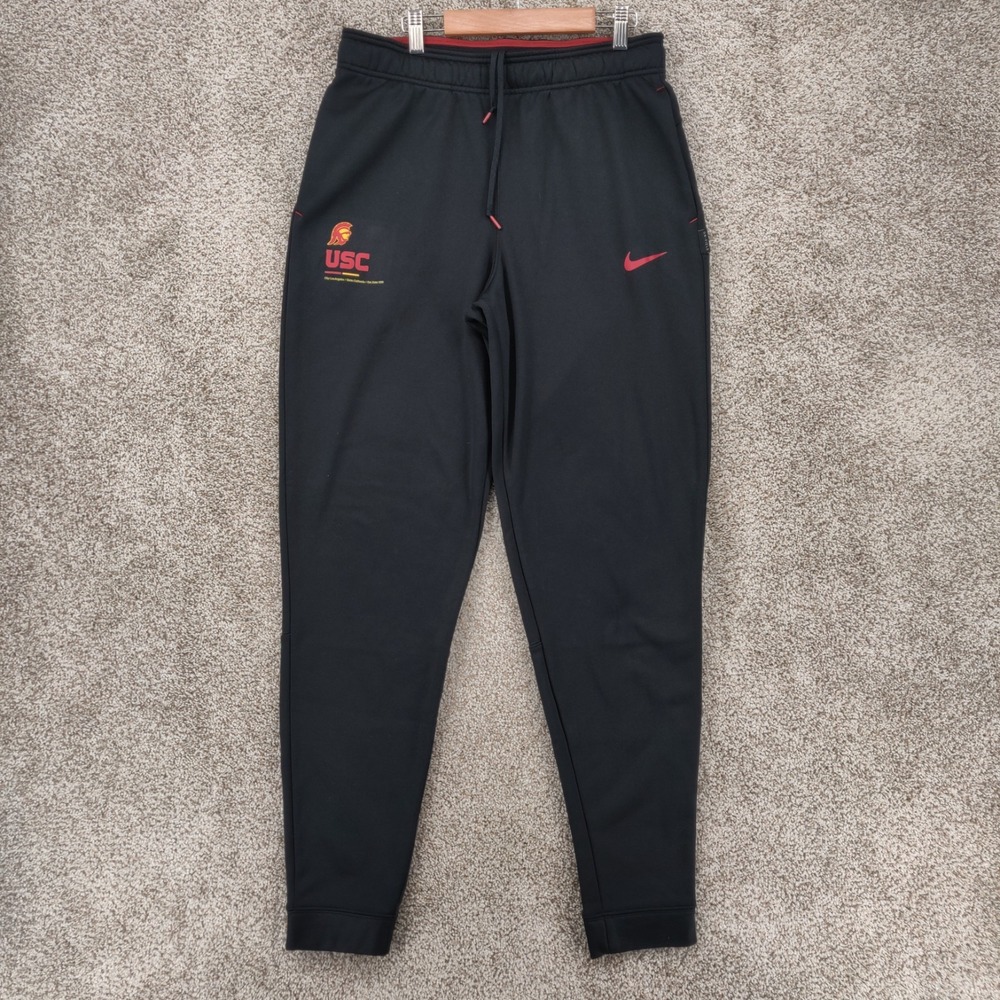 Nike USC Trojans Jogger Pants Men Small Black NCAA Football Therma Fit Warm Up